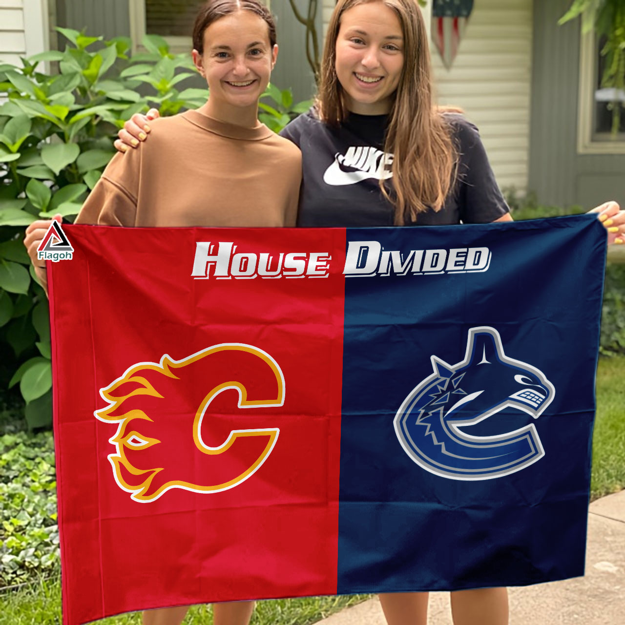 Flames vs Canucks House Divided Flag, NHL House Divided Flag - Image 3
