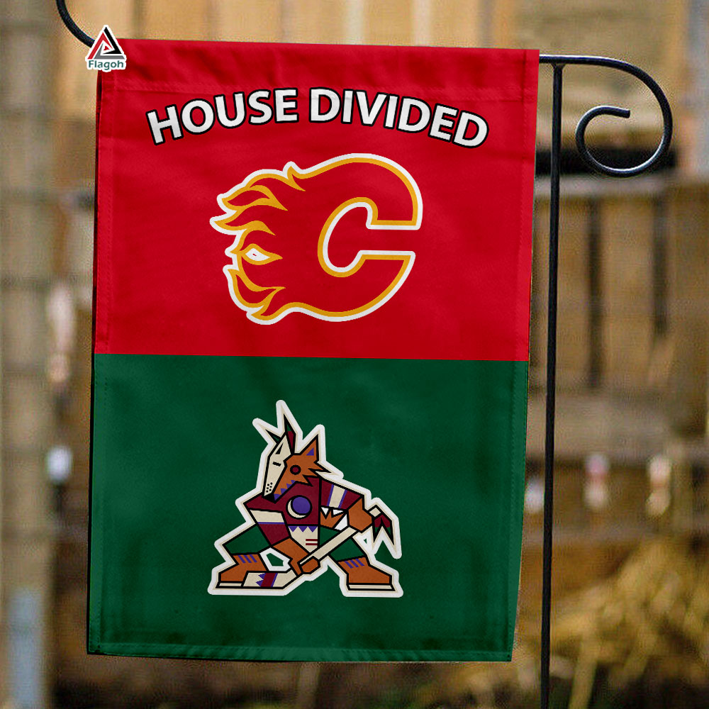 Flames vs Coyotes House Divided Flag, NHL House Divided Flag