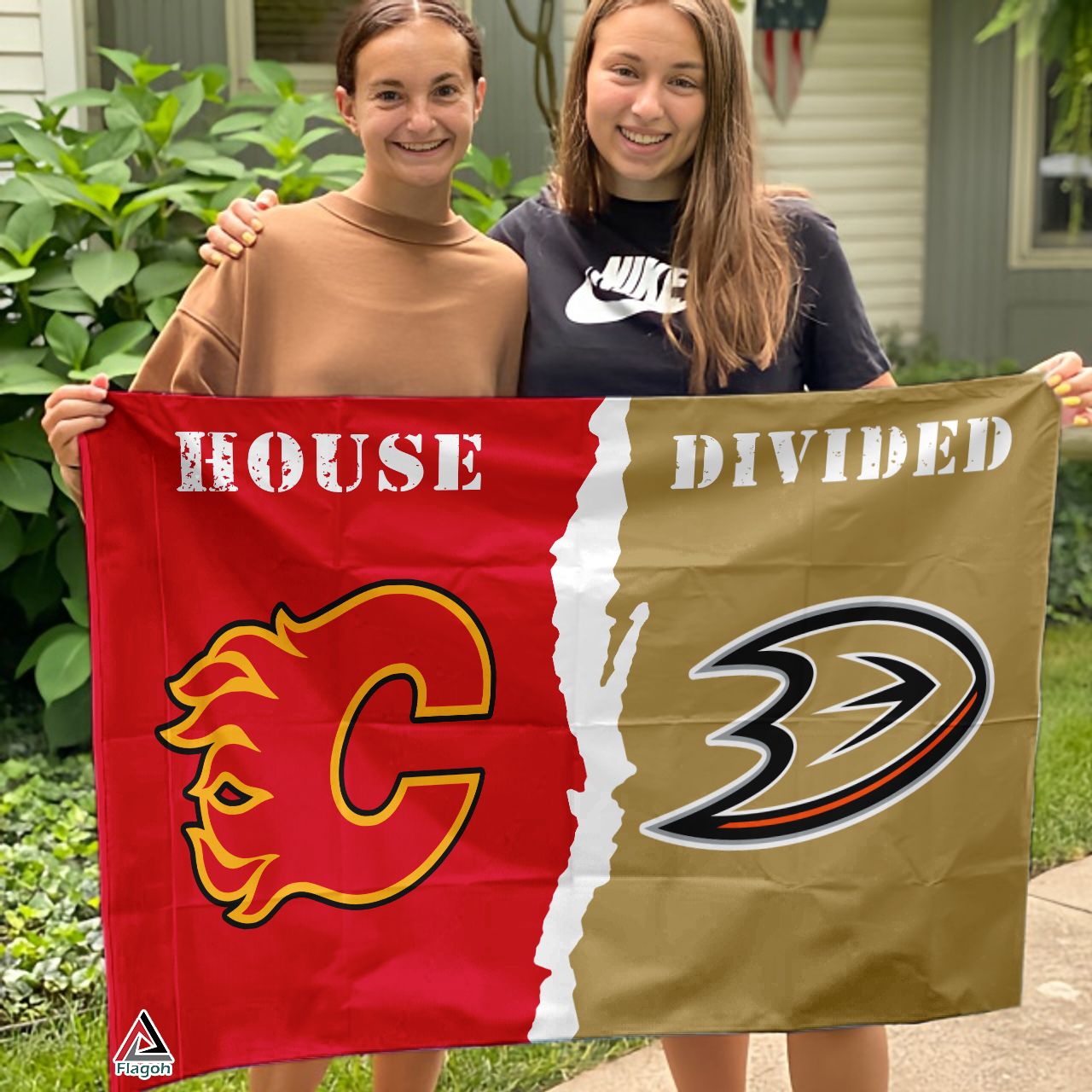 Flames vs Ducks House Divided Flag, NHL House Divided Flag - Image 3