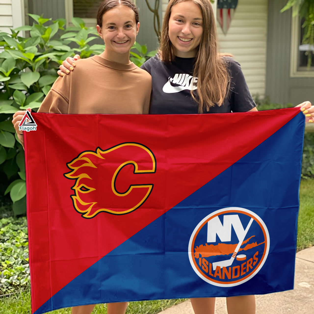 Flames vs Islanders House Divided Flag, NHL House Divided Flag - Image 3