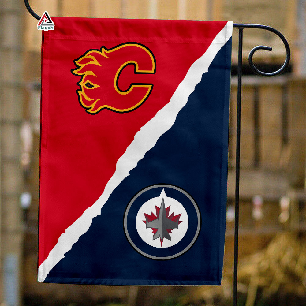 Flames vs Jets House Divided Flag, NHL House Divided Flag