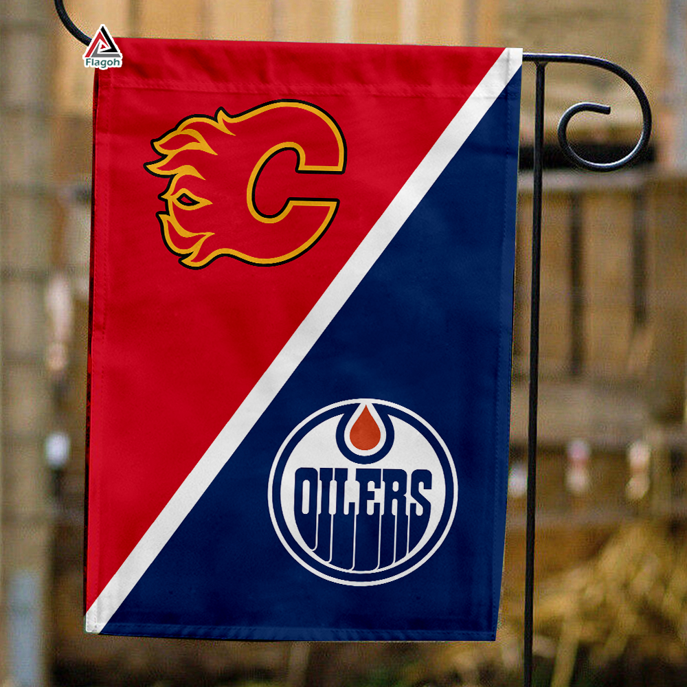 Flames vs Oilers House Divided Flag, NHL House Divided Flag
