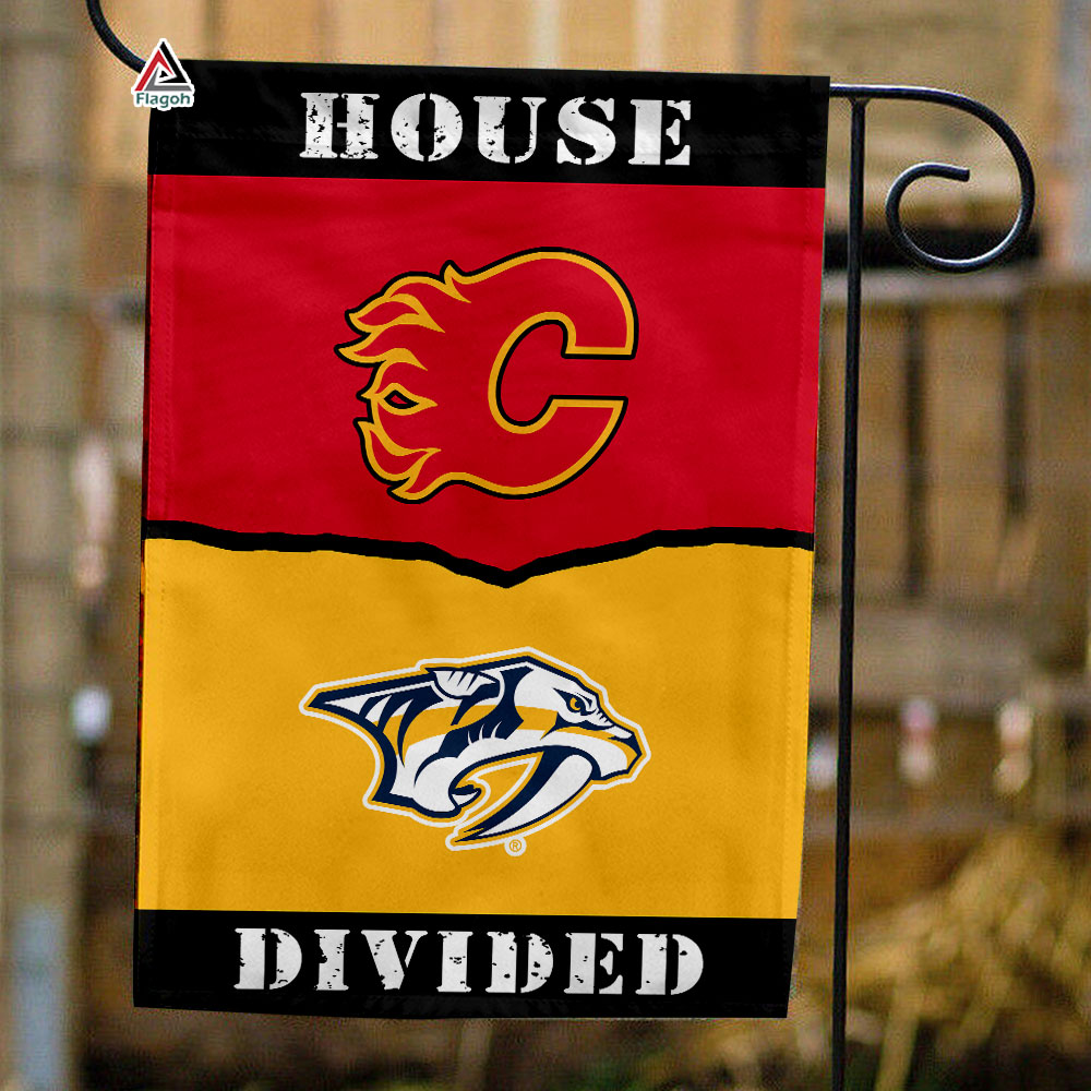 Flames vs Predators House Divided Flag, NHL House Divided Flag