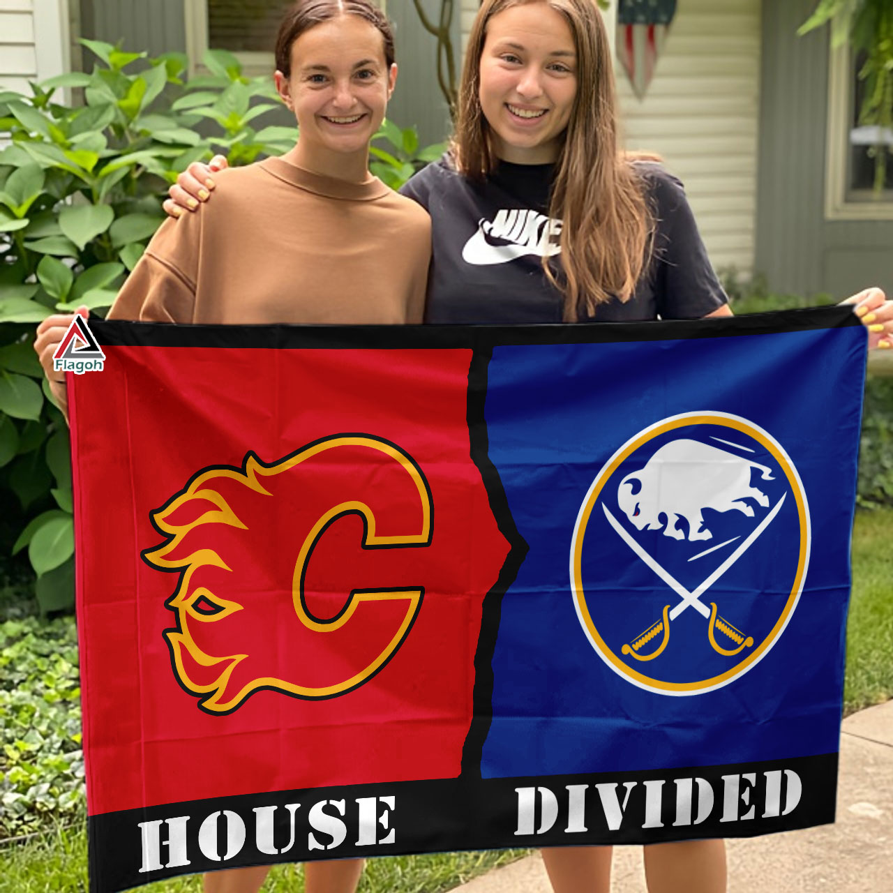 Flames vs Sabres House Divided Flag, NHL House Divided Flag - Image 3