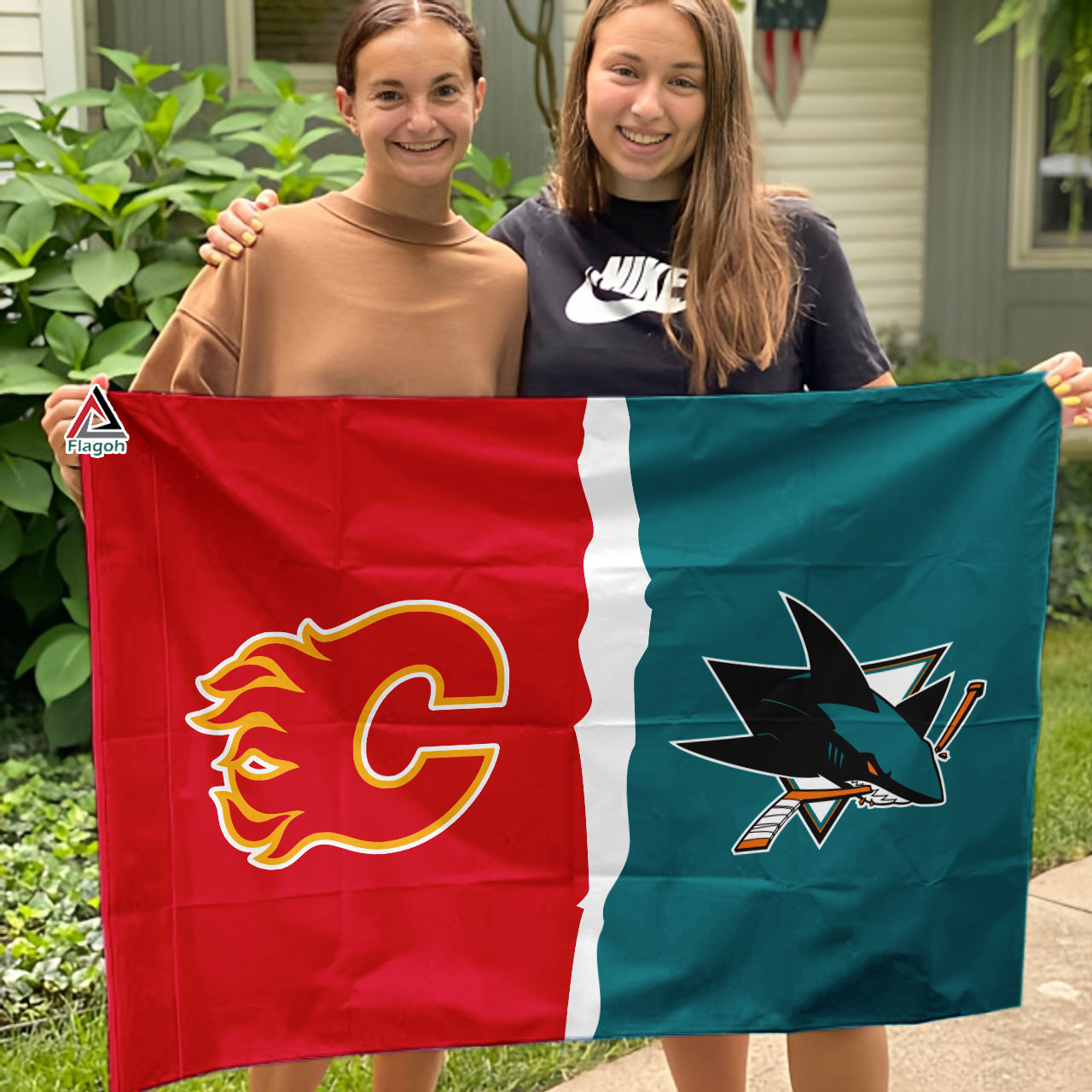 Flames vs Sharks House Divided Flag, NHL House Divided Flag - Image 3