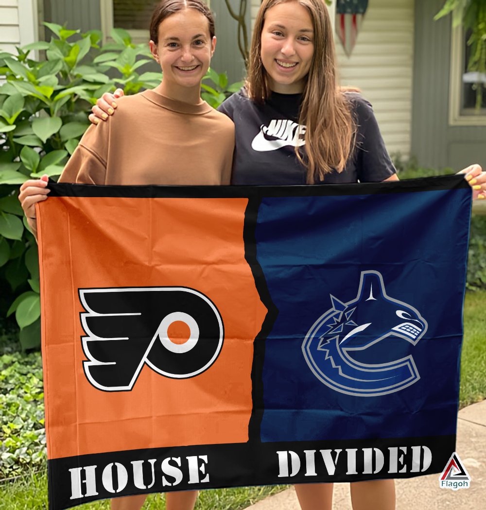Flyers vs Canucks House Divided Flag, NHL House Divided Flag - Image 3
