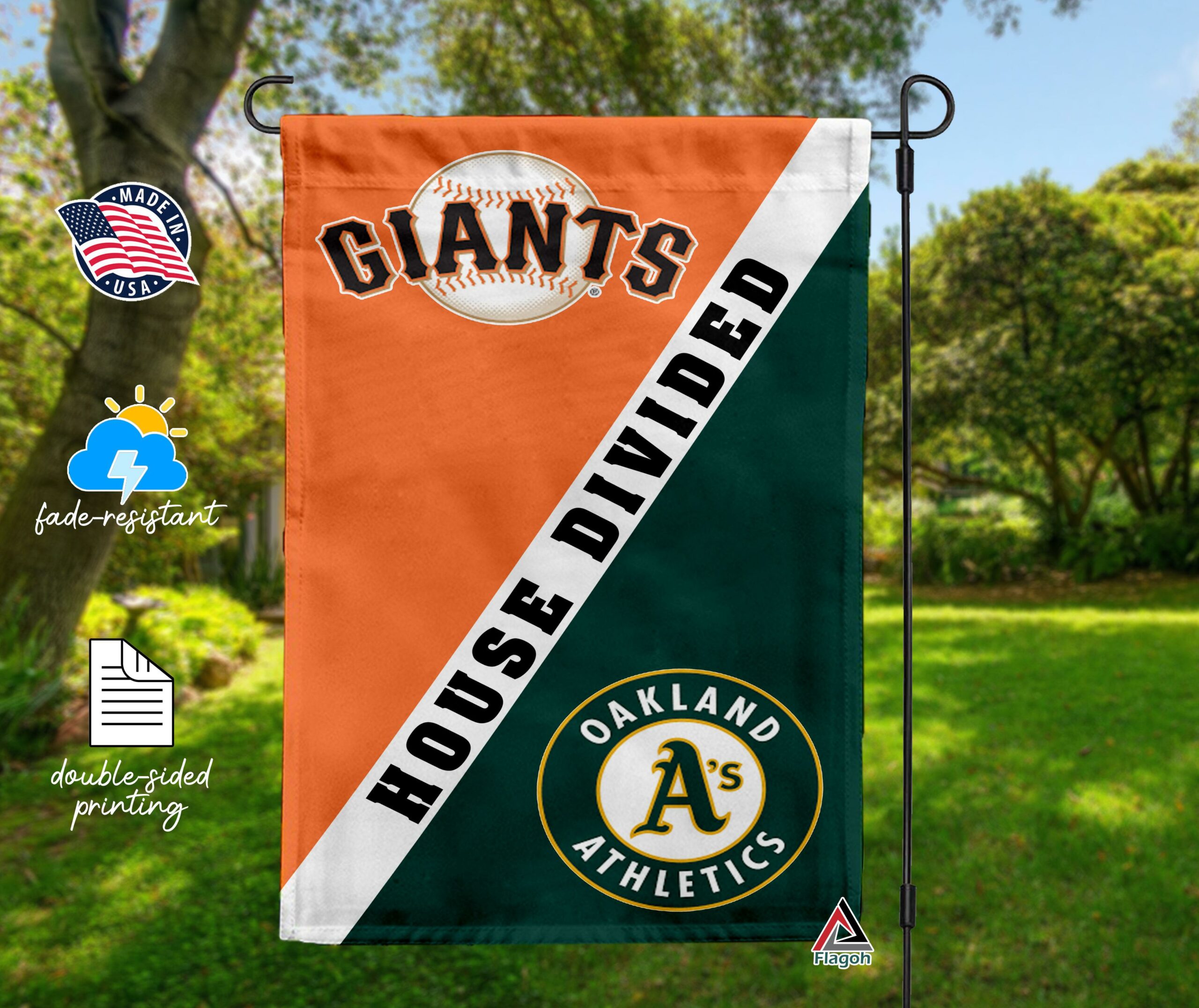 Giants vs Athletics House Divided Flag, MLB House Divided Flag - Image 4
