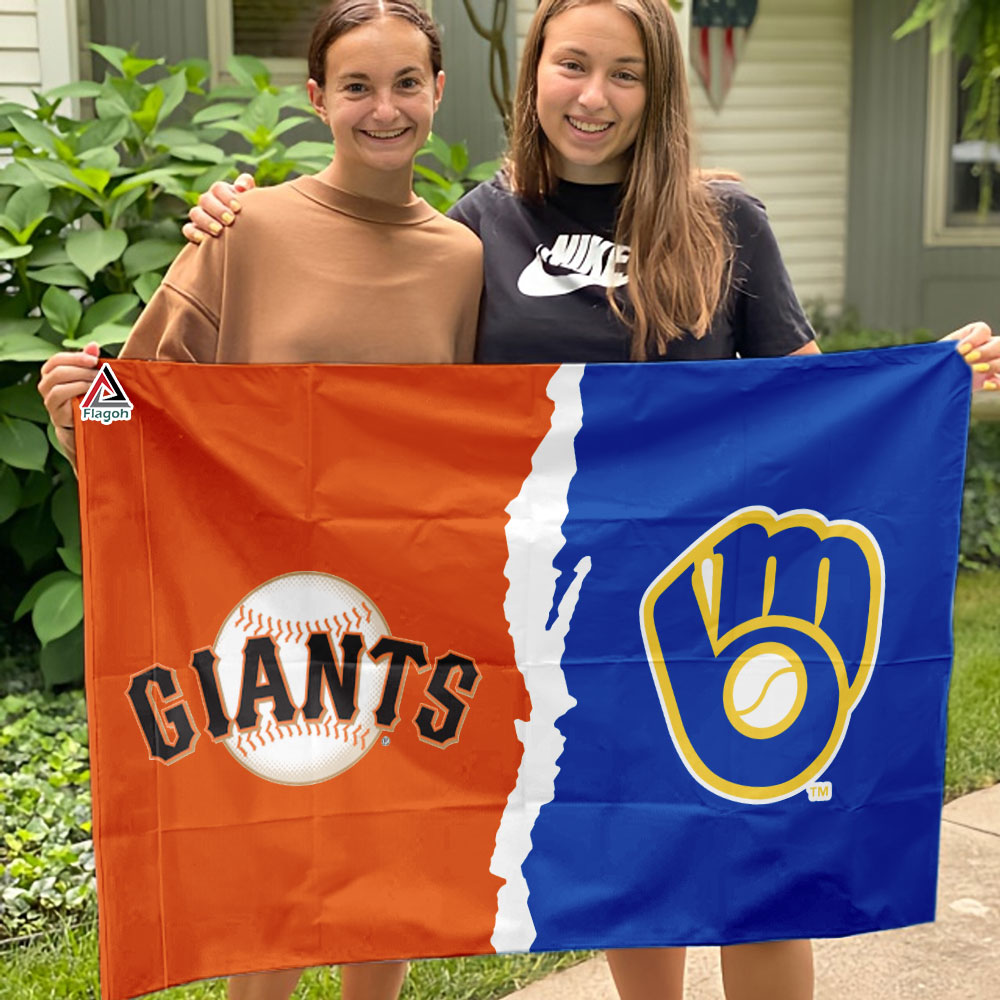 Giants vs Brewers House Divided Flag, MLB House Divided Flag - Image 3
