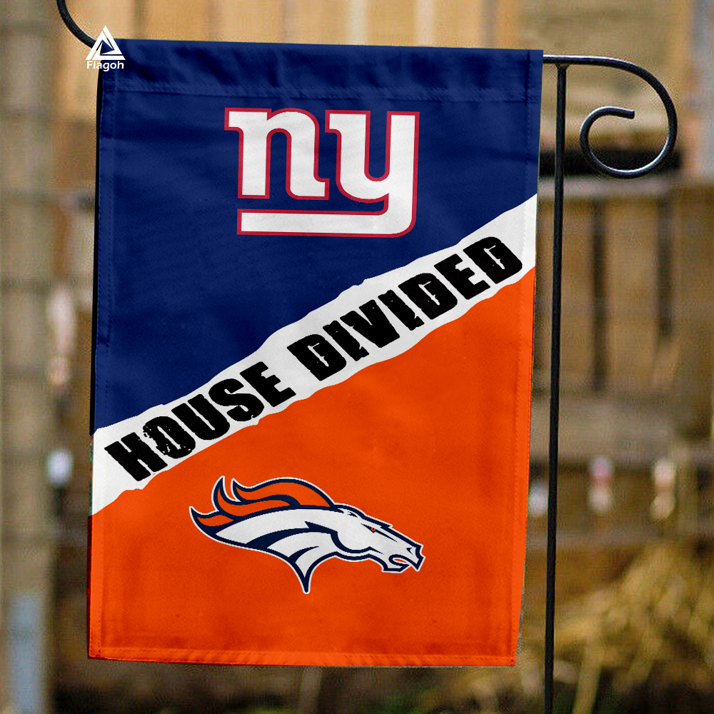 Giants vs Broncos House Divided Flag, NFL House Divided Flag