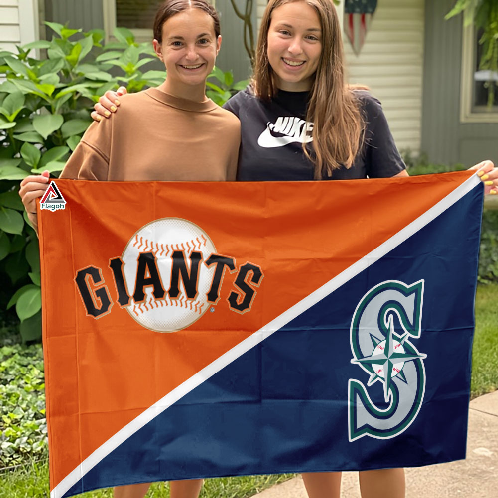 Giants vs Mariners House Divided Flag, MLB House Divided Flag - Image 4
