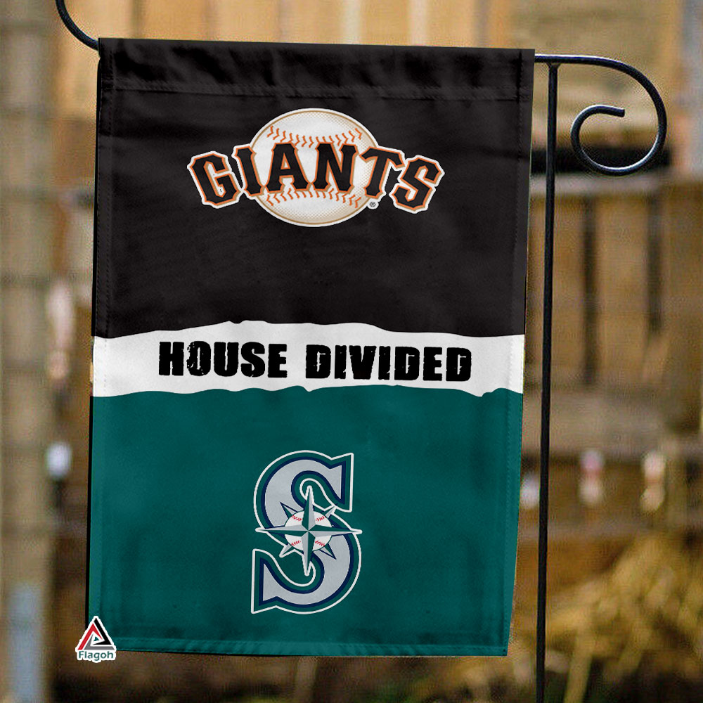 Giants vs Mariners House Divided Flag, MLB House Divided Flag