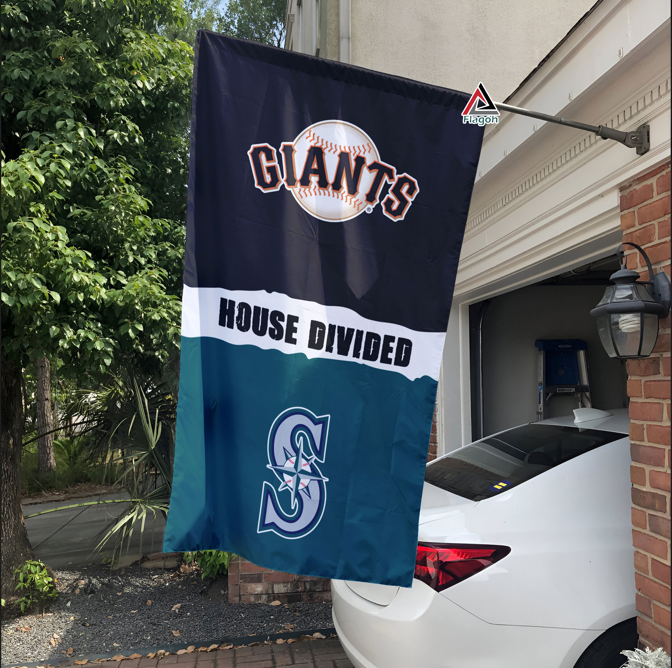 Giants vs Mariners House Divided Flag, MLB House Divided Flag - Image 3