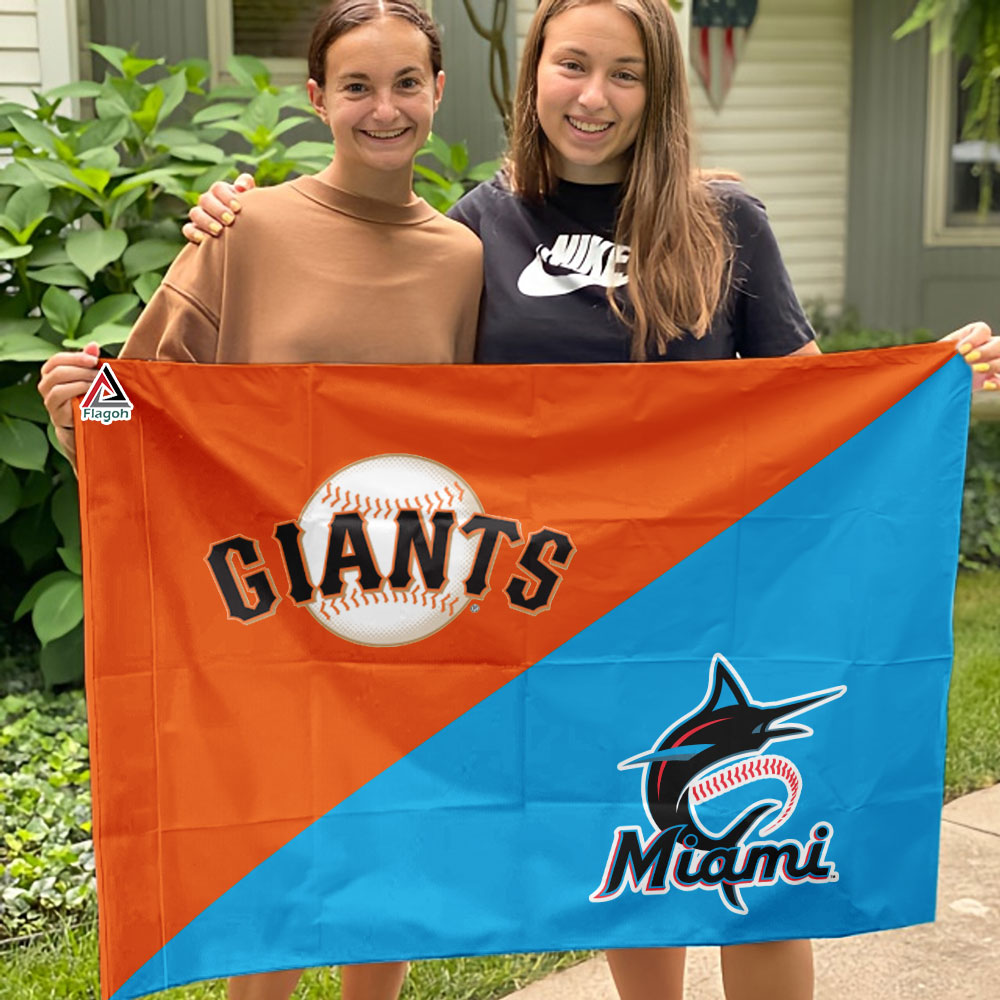 Giants vs Marlins House Divided Flag, MLB House Divided Flag - Image 3