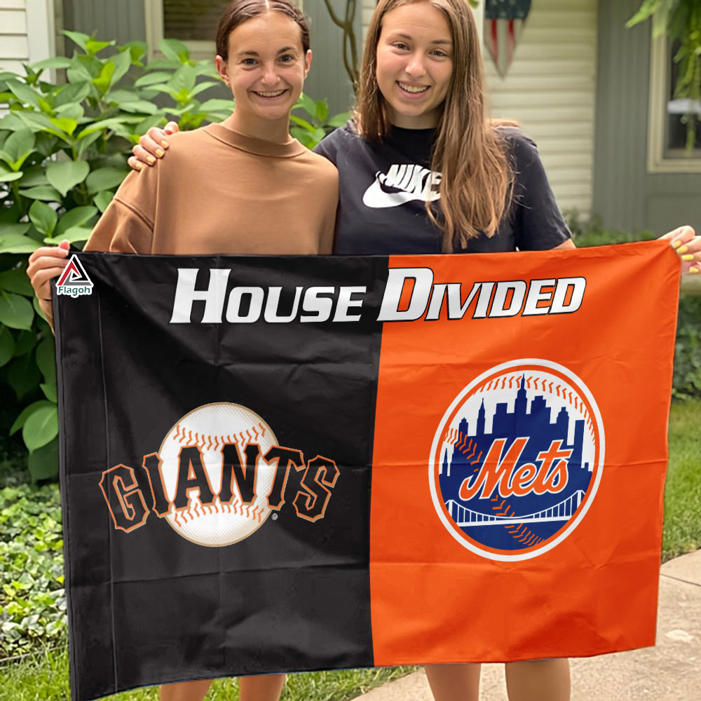 Giants vs Mets House Divided Flag, MLB House Divided Flag - Image 3