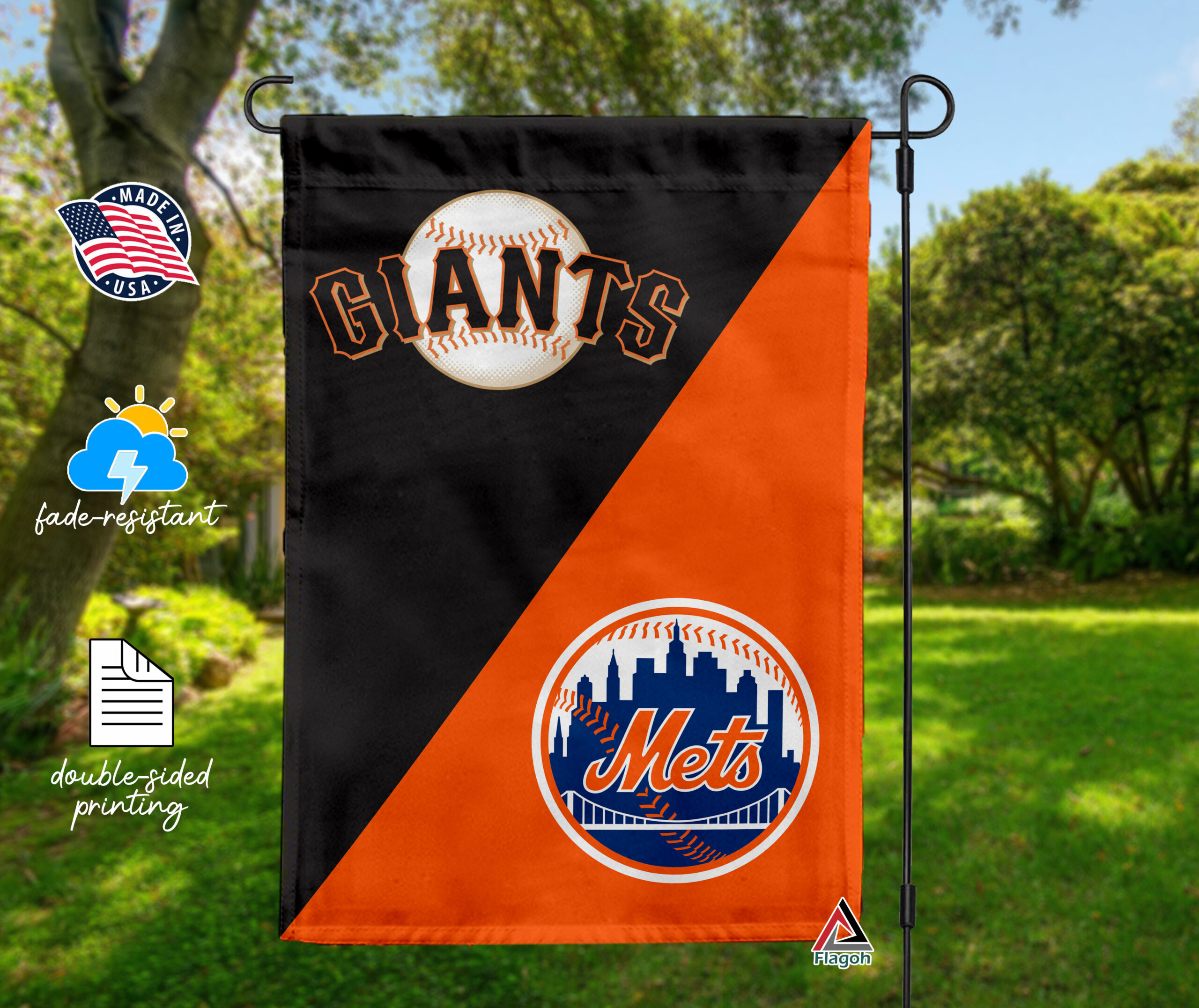 Giants vs Mets House Divided Flag, MLB House Divided Flag - Image 4