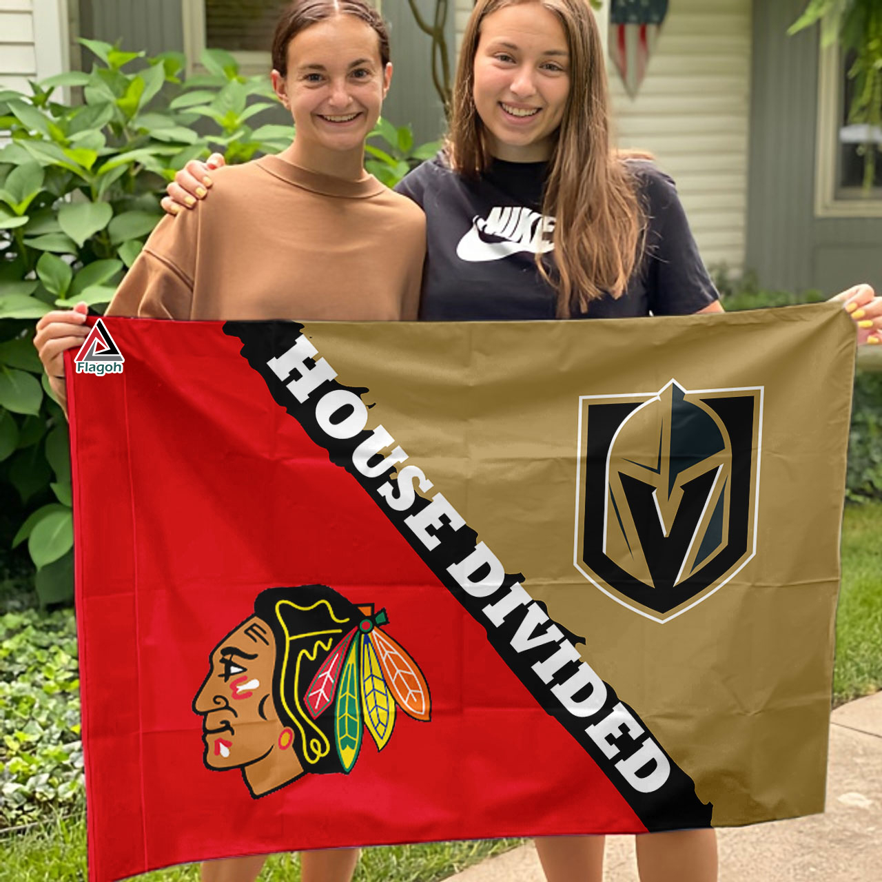 Golden Knights vs Blackhawks House Divided Flag, NHL House Divided Flag - Image 3