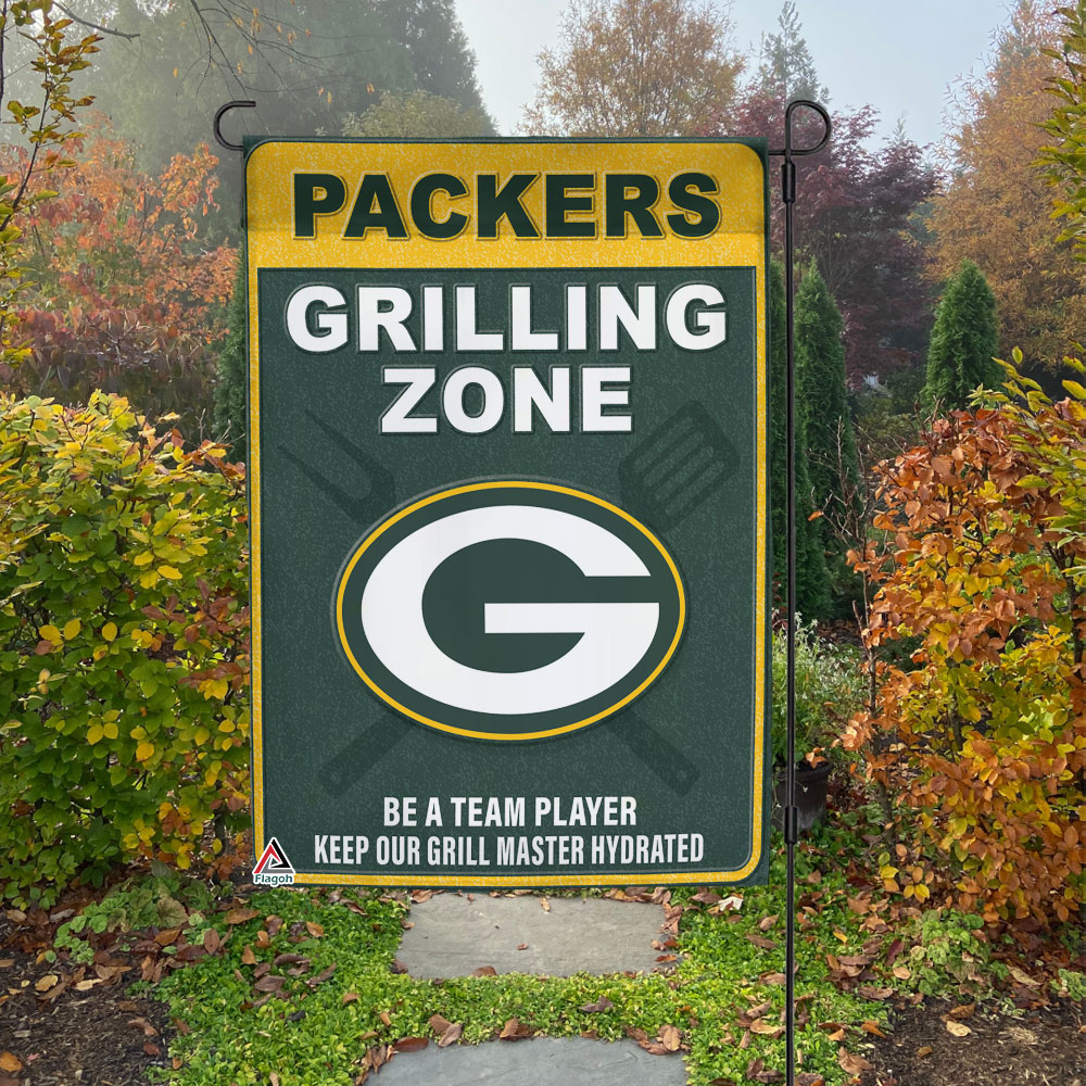 Green Bay Packers Grilling Zone Flag,Packers Football Fans BBQ Flag