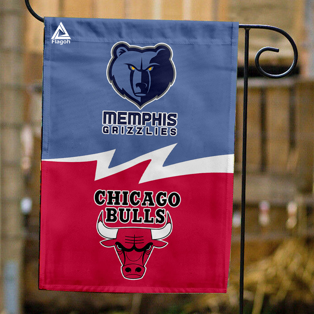 Grizzlies vs Bulls House Divided Flag, NBA House Divided Flag