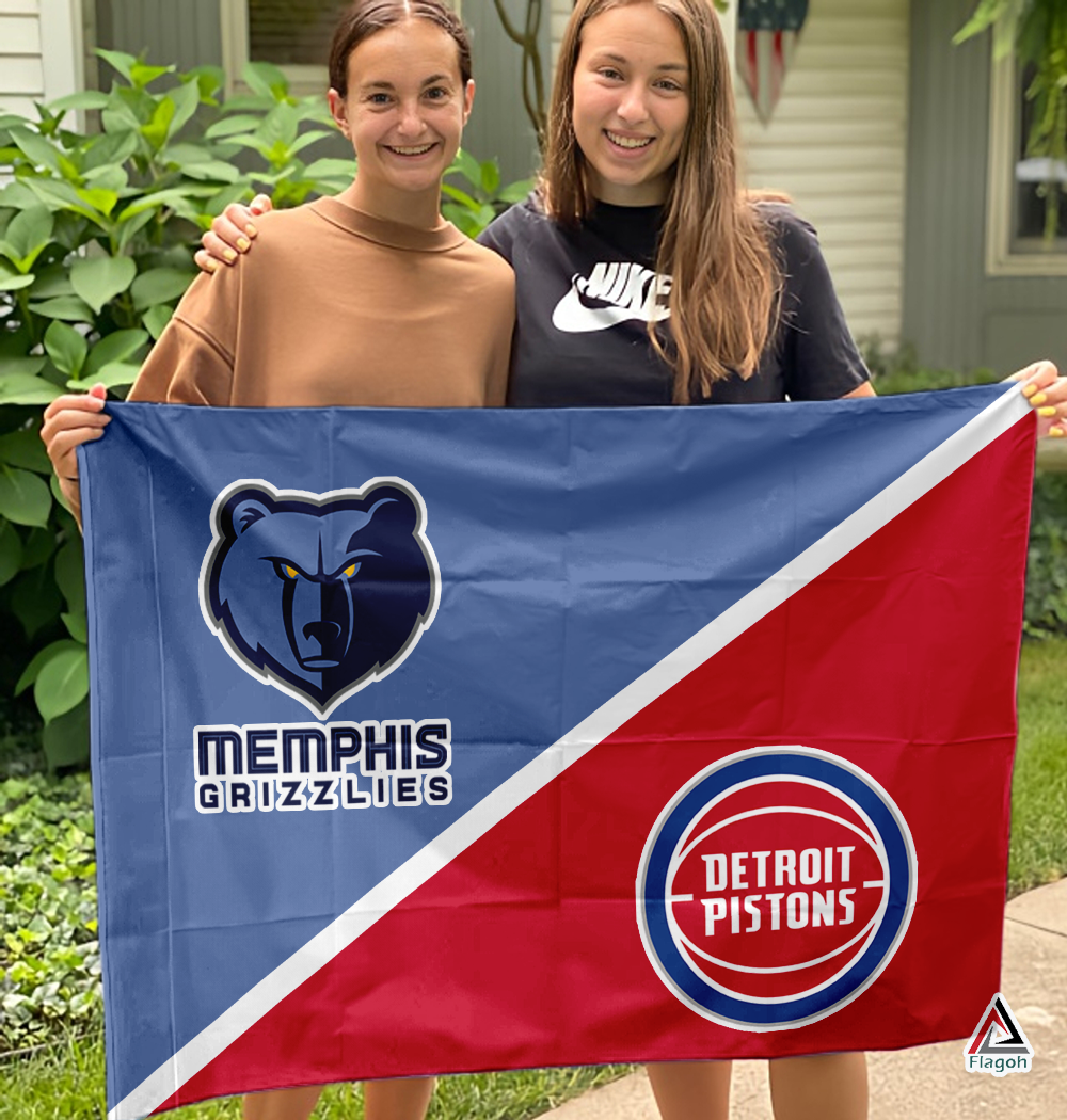Grizzlies vs Pistons House Divided Flag, NBA House Divided Flag - Image 3