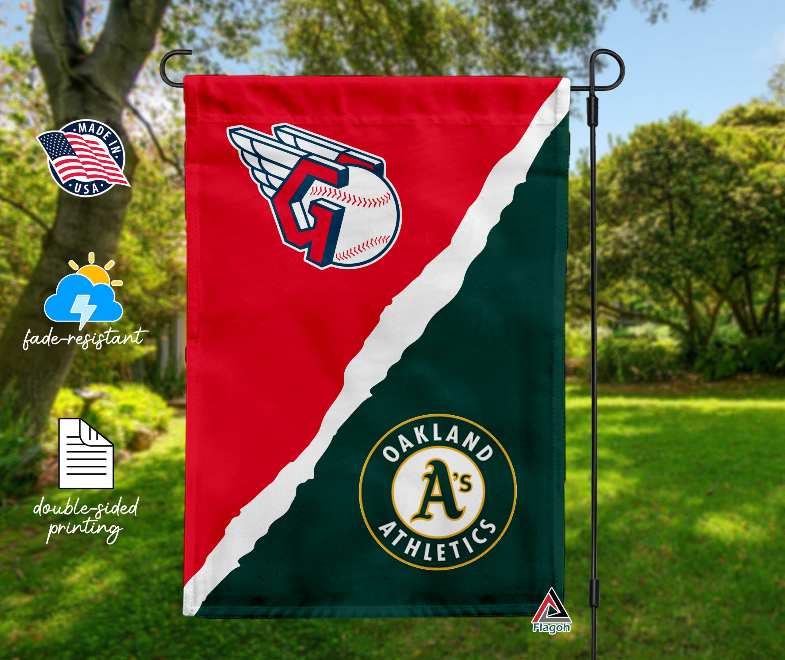 Guardians vs Athletics House Divided Flag, MLB House Divided Flag - Image 4
