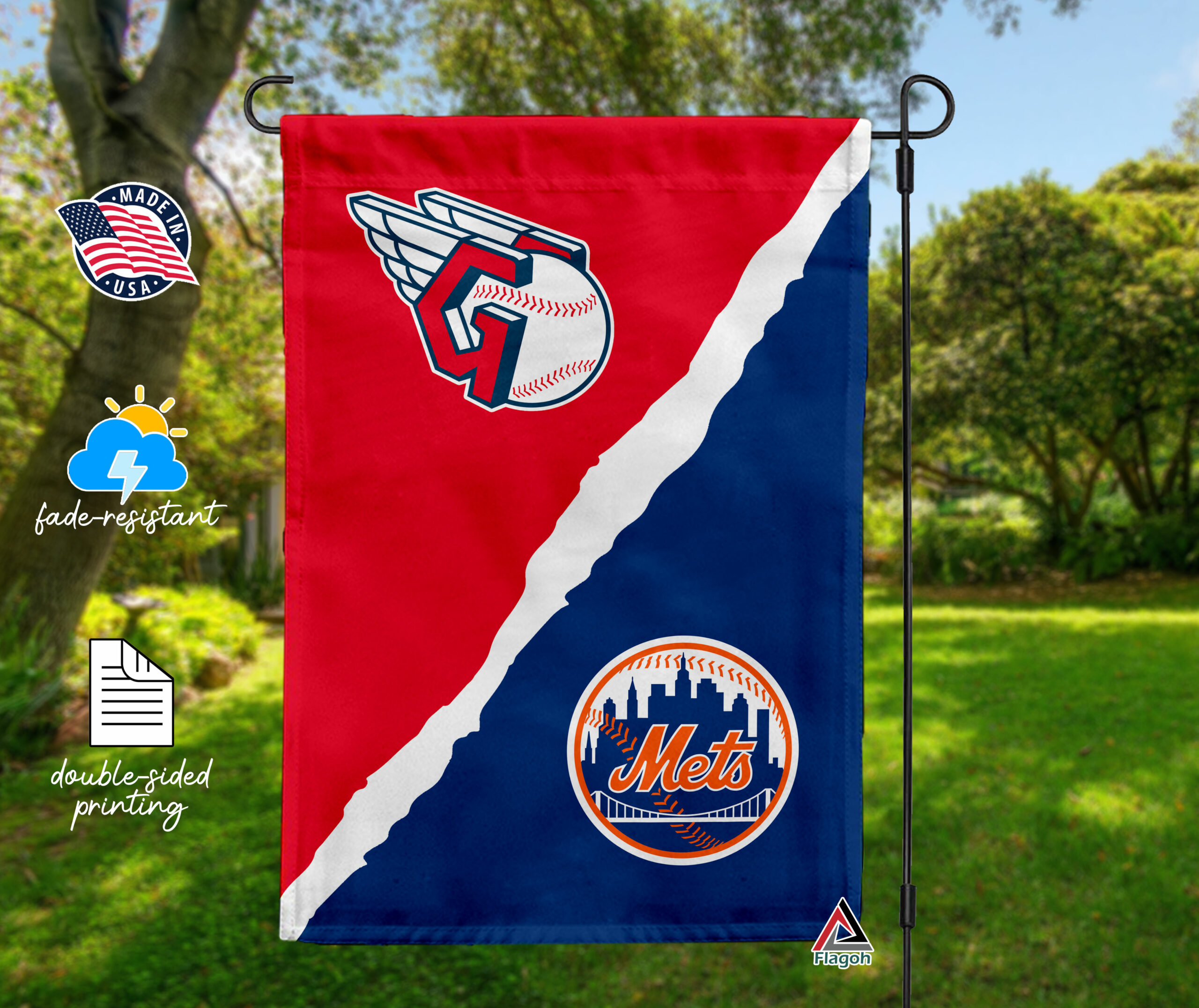 Guardians vs Mets House Divided Flag, MLB House Divided Flag - Image 4