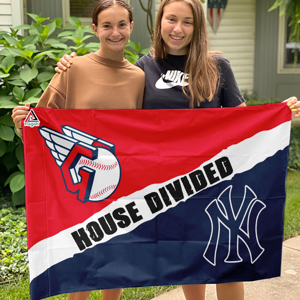 Guardians vs Yankees House Divided Flag, MLB House Divided Flag - Image 3