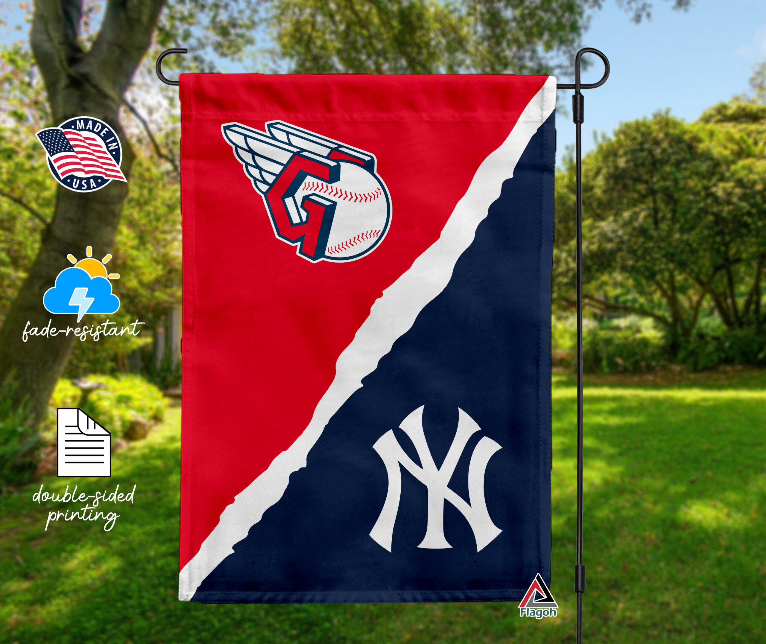 Guardians vs Yankees House Divided Flag, MLB House Divided Flag - Image 4