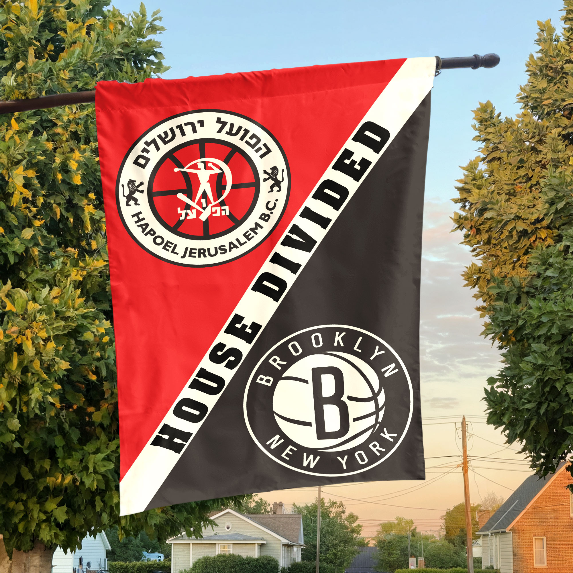 Hapoel Jerusalem vs Brooklyn House Divided Flag, NBA House Divided Flag