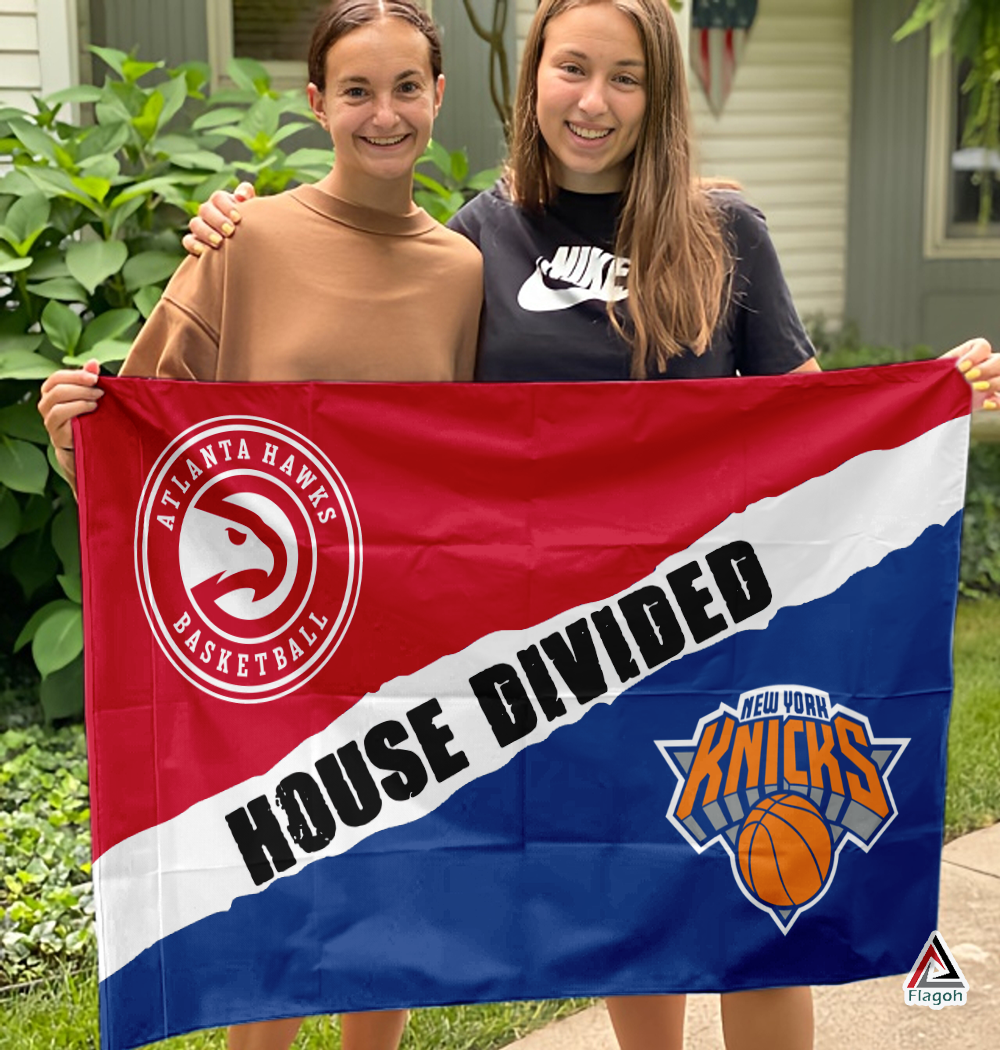 Hawks vs Knicks House Divided Flag, NBA House Divided Flag - Image 3
