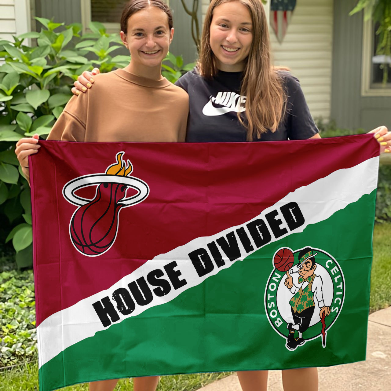 Heat vs Celtics House Divided Flag, NBA House Divided Flag - Image 3