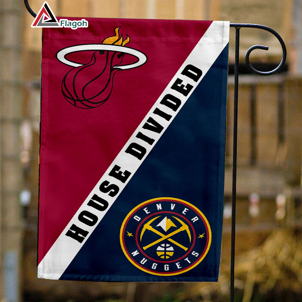 Heat vs Nuggets House Divided Flag, NBA House Divided Flag
