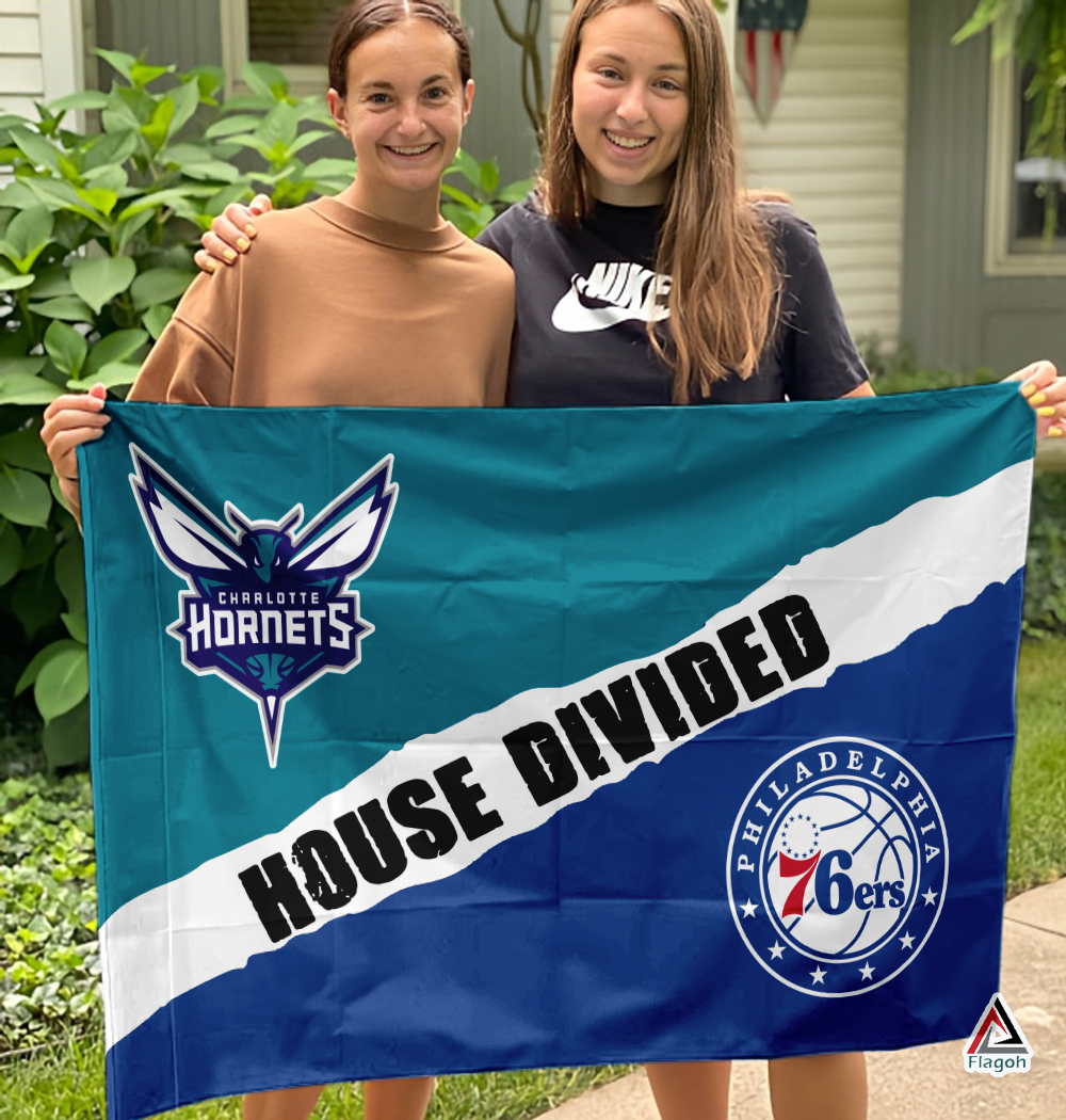 Hornets vs 76ers House Divided Flag, NBA House Divided Flag - Image 3