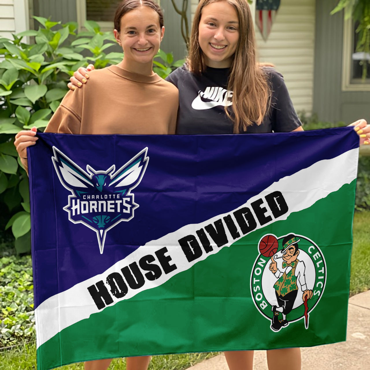Hornets vs Celtics House Divided Flag, NBA House Divided Flag - Image 3