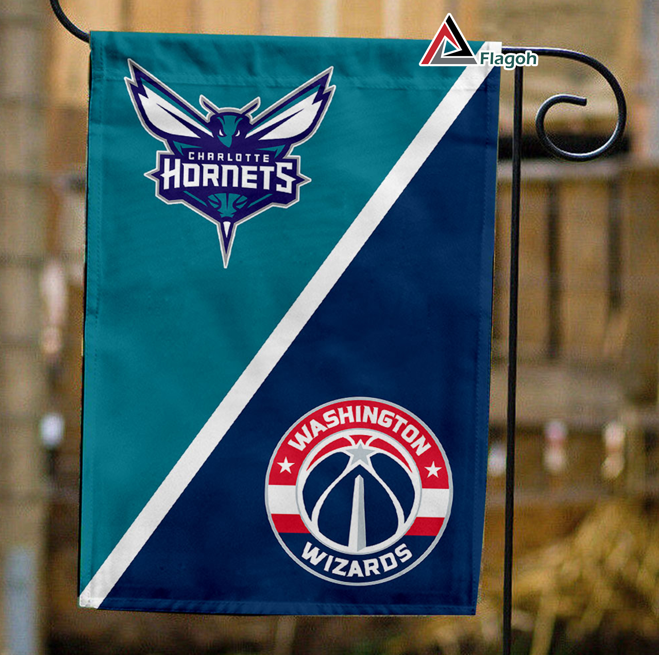Hornets vs Wizards House Divided Flag, NBA House Divided Flag