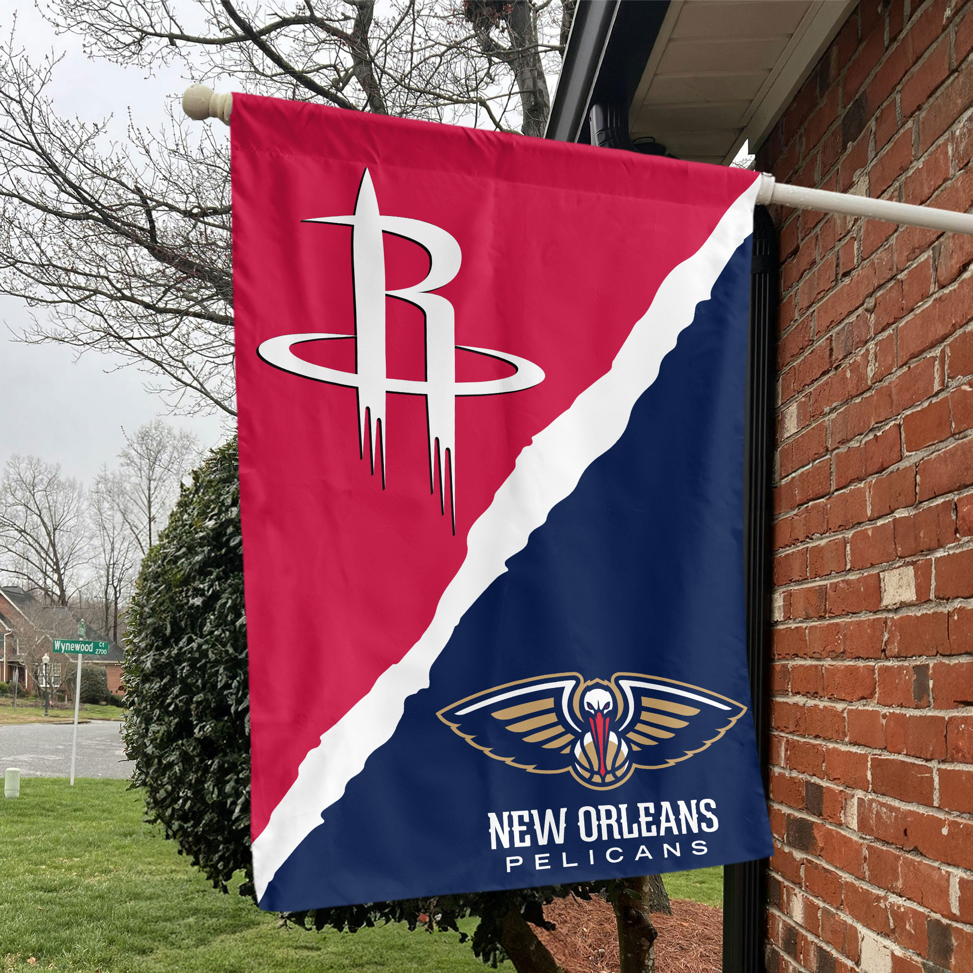Houston vs New Orleans House Divided Flag, NBA House Divided Flag
