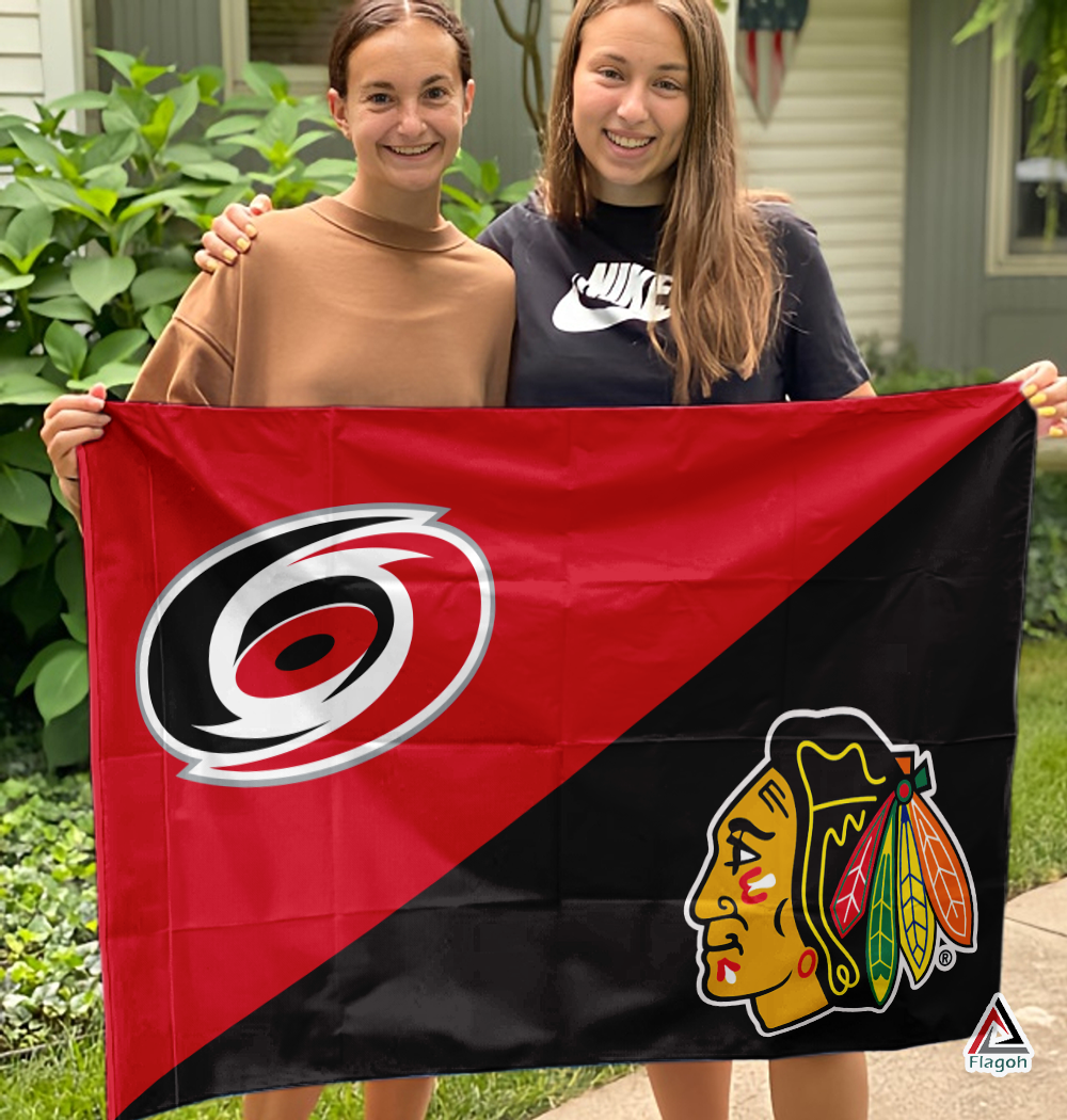 Hurricanes vs Blackhawks House Divided Flag, NHL House Divided Flag - Image 3