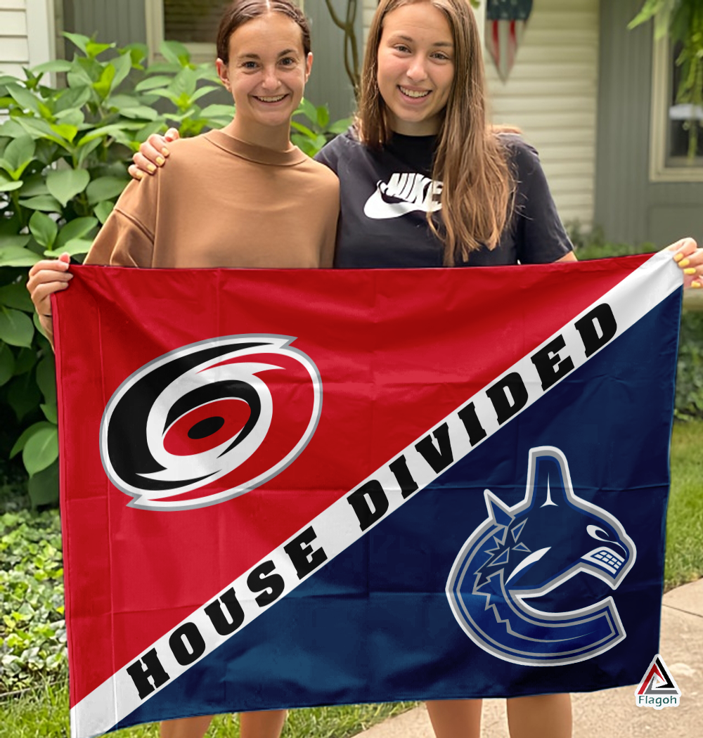 Hurricanes vs Canucks House Divided Flag, NHL House Divided Flag - Image 3