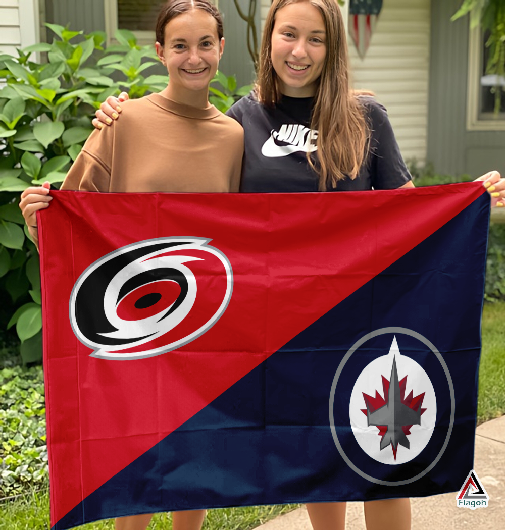 Hurricanes vs Jets House Divided Flag, NHL House Divided Flag - Image 3