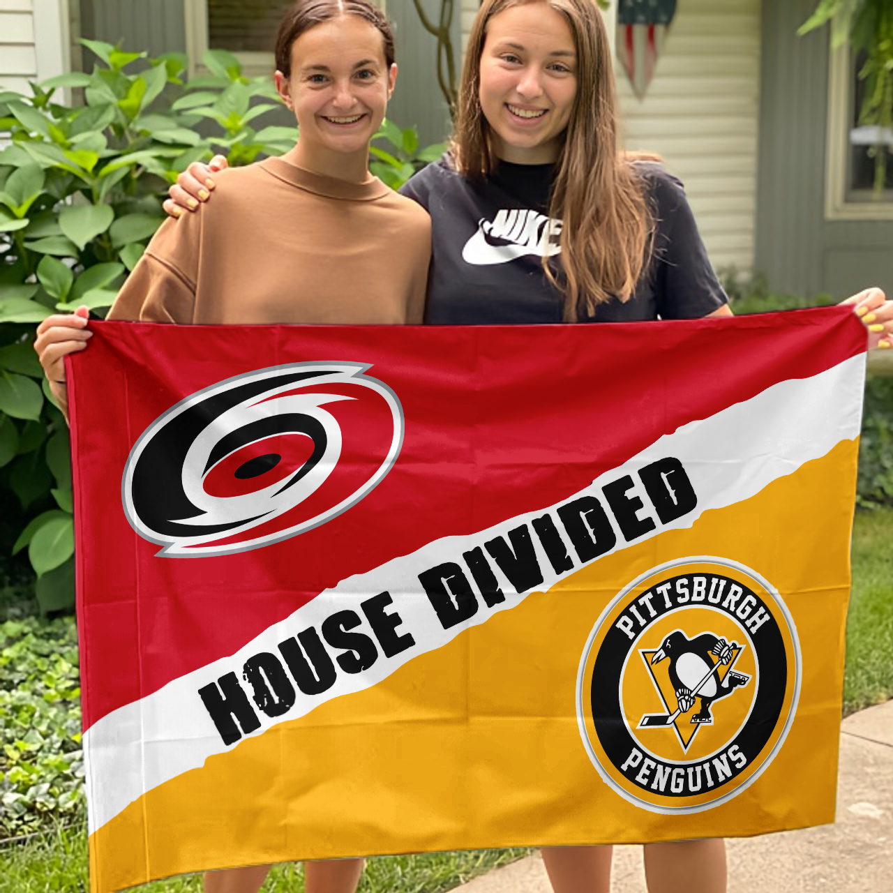 Hurricanes vs Penguins House Divided Flag, NHL House Divided Flag - Image 3