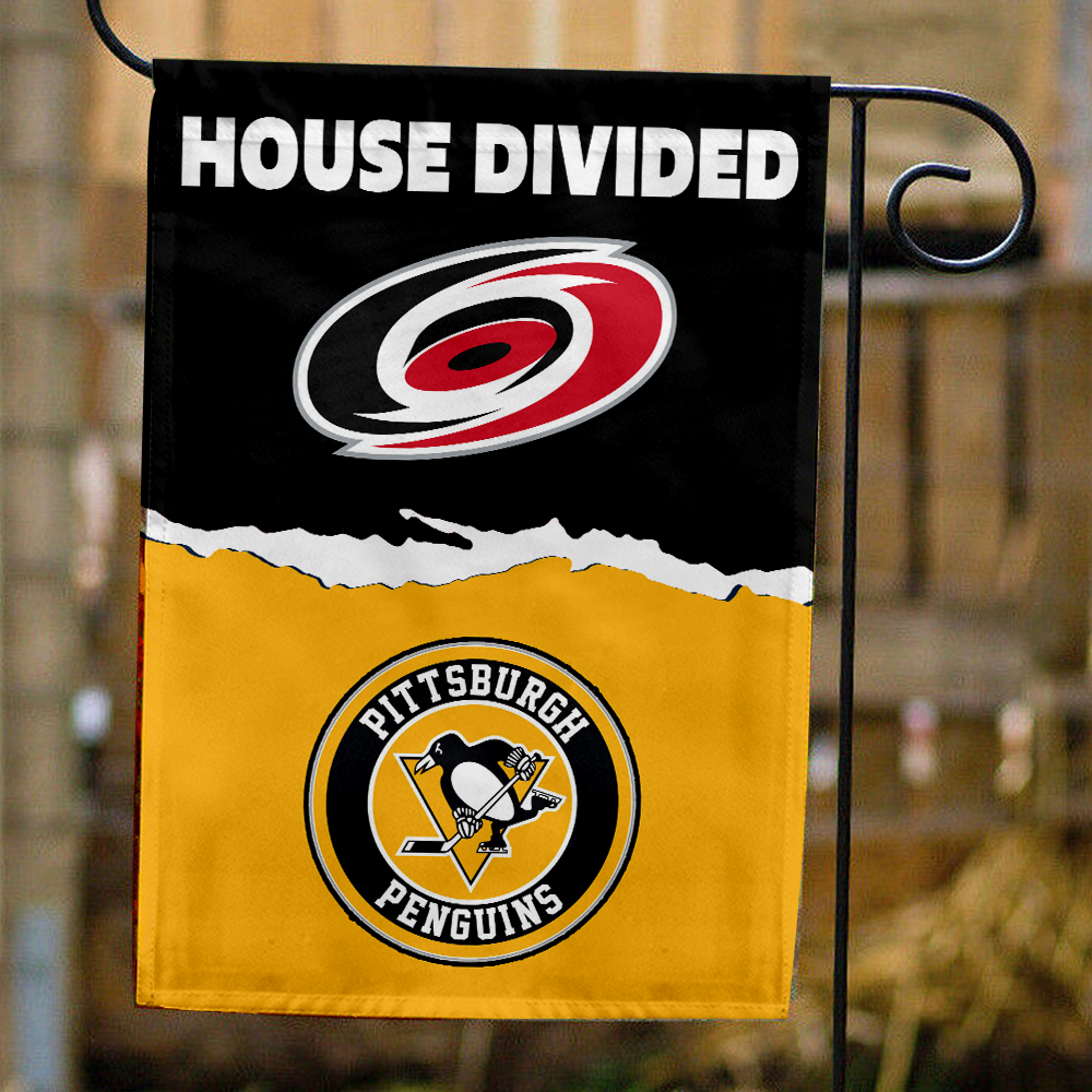 Hurricanes vs Penguins House Divided Flag, NHL House Divided Flag