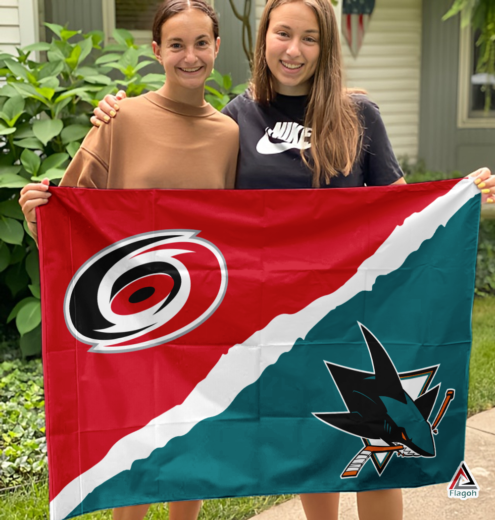 Hurricanes vs Sharks House Divided Flag, NHL House Divided Flag - Image 3