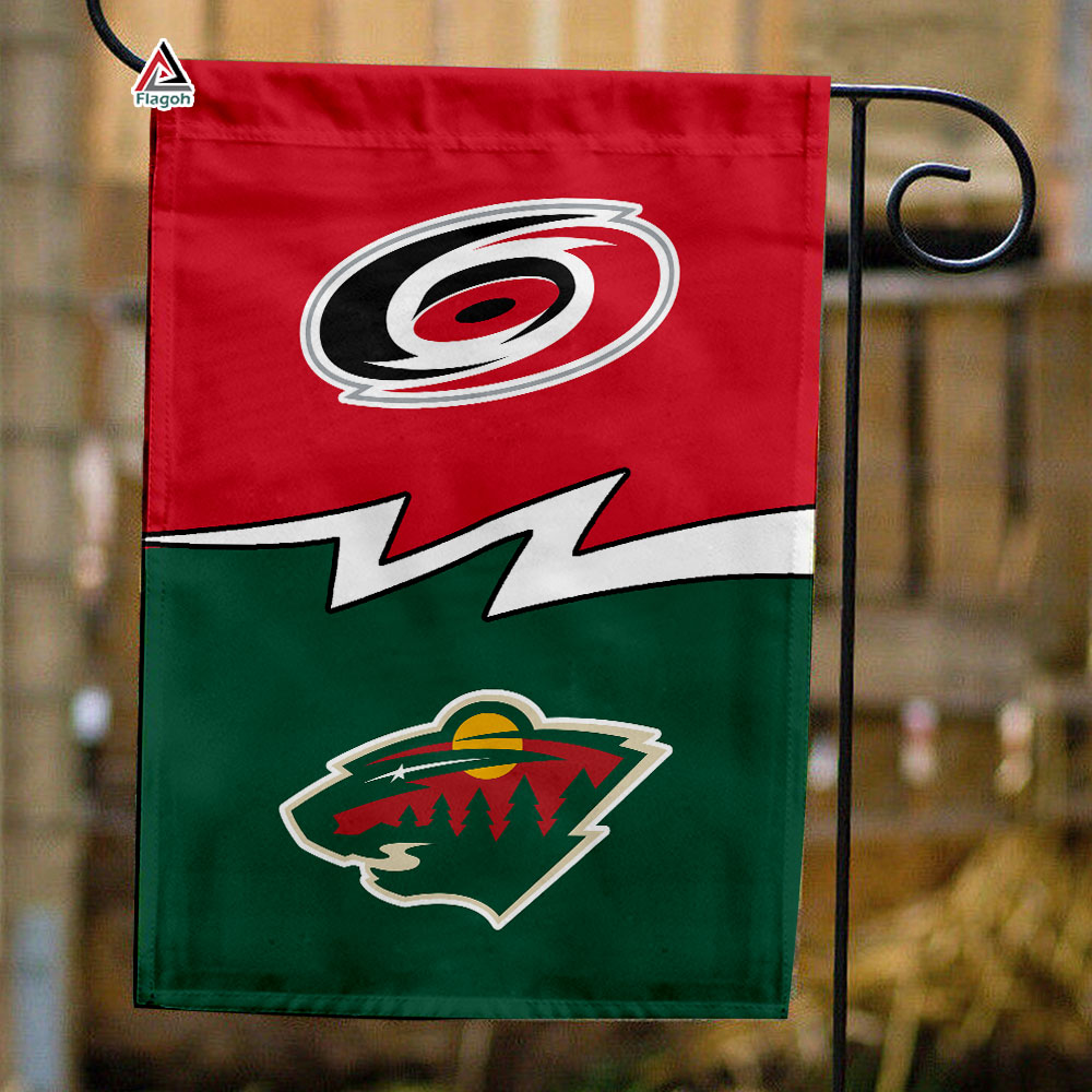 Hurricanes vs Wild House Divided Flag, NHL House Divided Flag