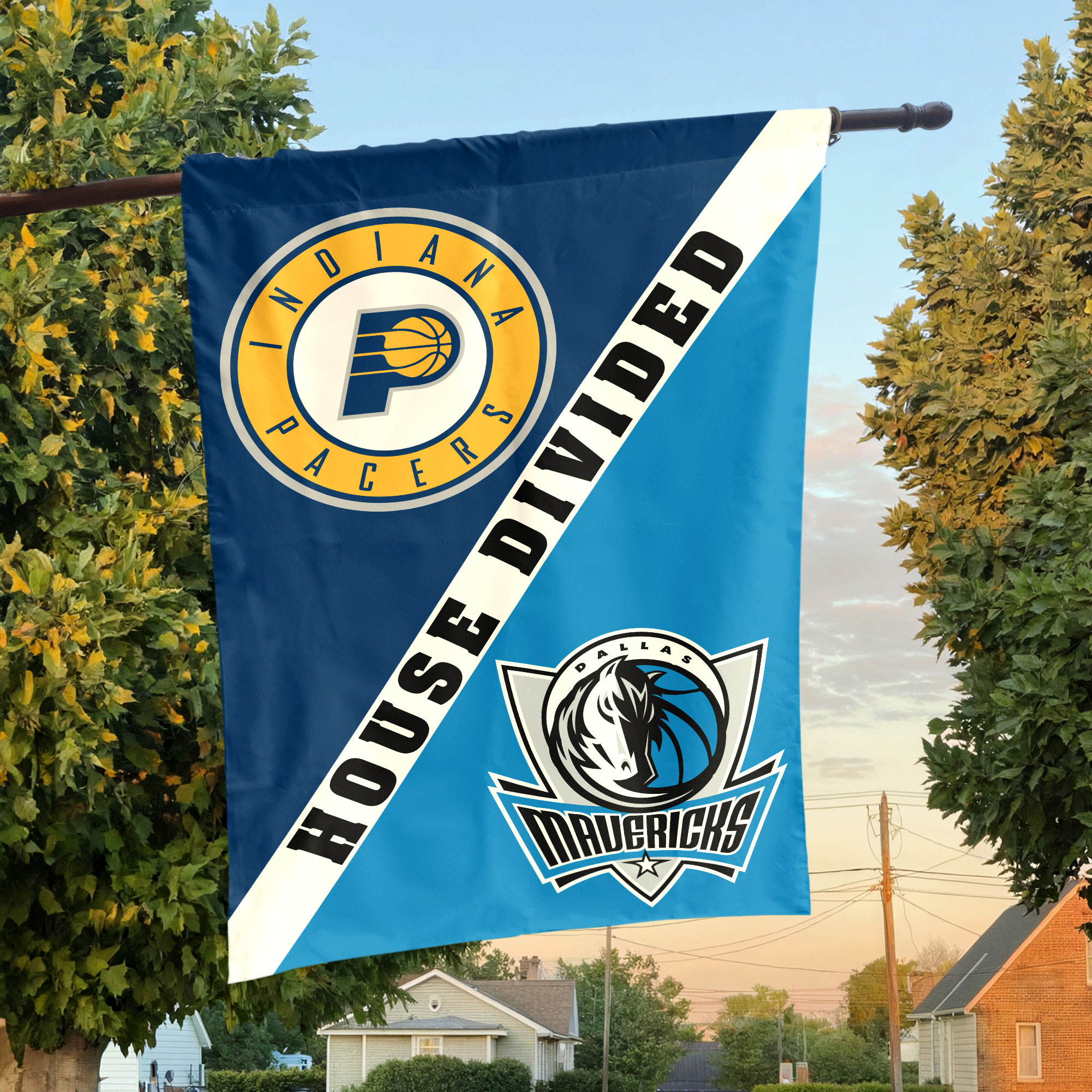 Indiana vs Dallas House Divided Flag, NBA House Divided Flag