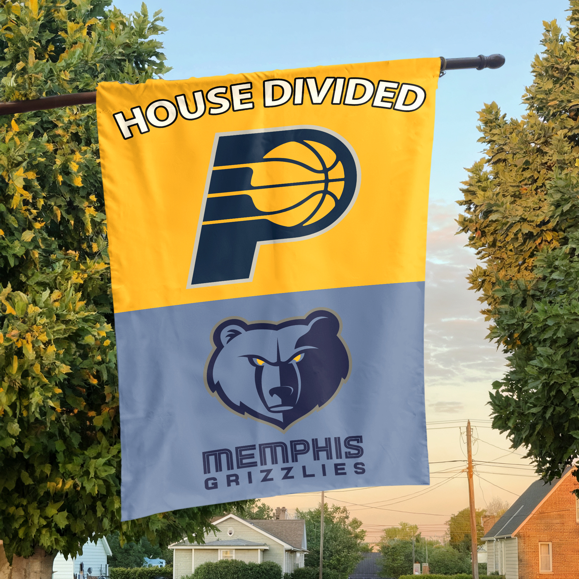 Indiana vs Memphis House Divided Flag, NBA House Divided Flag