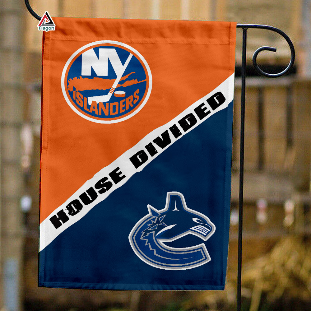 Islanders vs Canucks House Divided Flag, NHL House Divided Flag