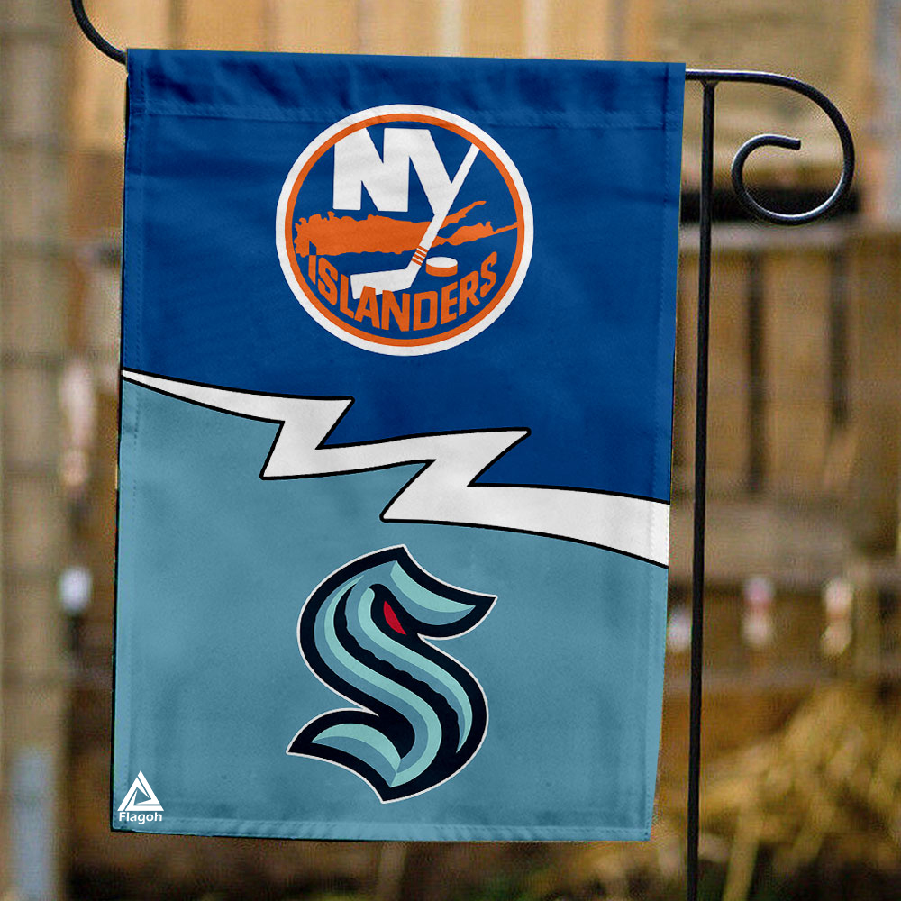 Islanders vs Kraken House Divided Flag, NHL House Divided Flag