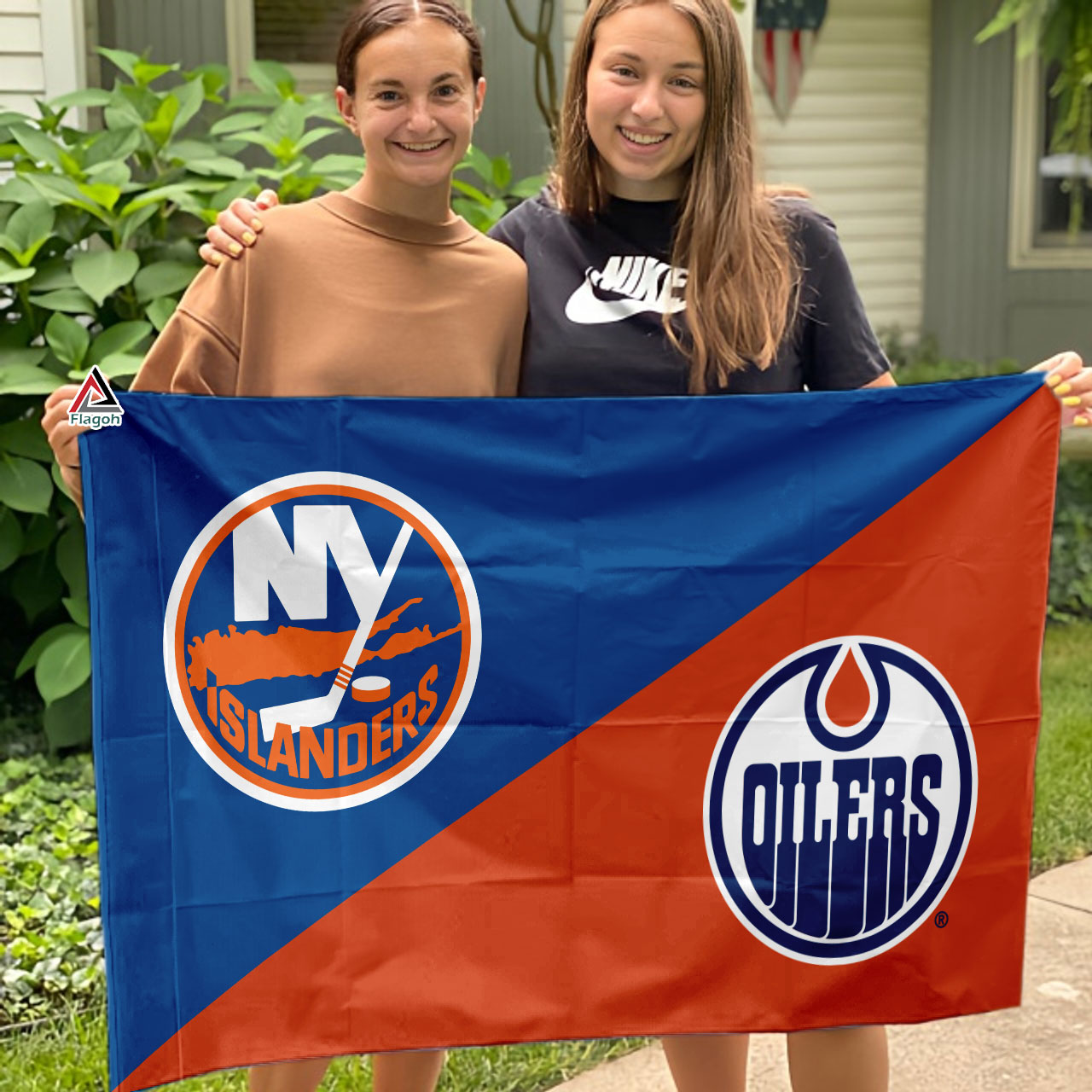 Islanders vs Oilers House Divided Flag, NHL House Divided Flag - Image 3