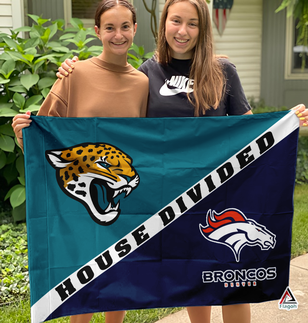 Jaguars vs Broncos House Divided Flag, NFL House Divided Flag - Image 3