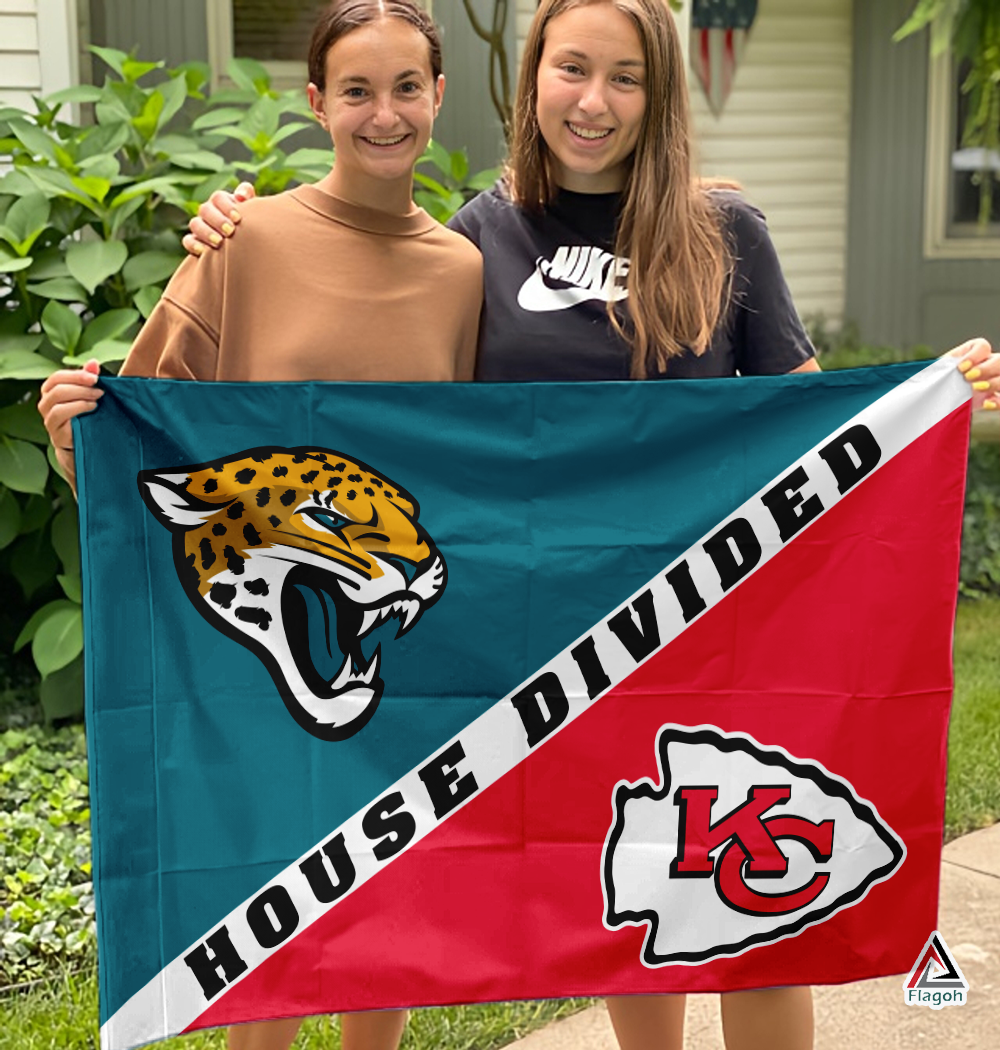 Jaguars vs Chiefs House Divided Flag, NFL House Divided Flag - Image 3