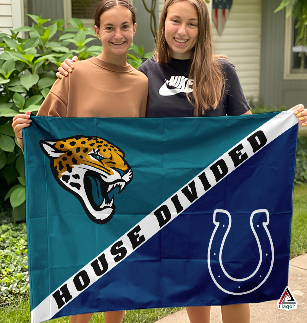Jaguars vs Colts House Divided Flag, NFL House Divided Flag - Image 3